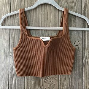 Babaton Brown Ribbed Crop Top